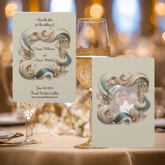 Pearl Coast Elegance Minimalist Save the Date Kaar