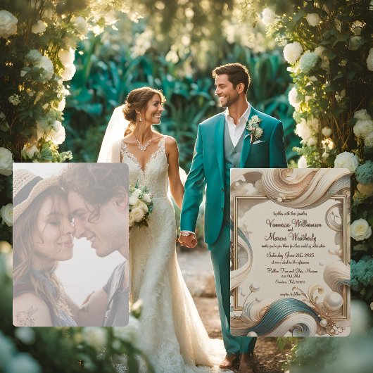 Pearl Coast Elegance Minimalistische bruiloft uitn Kaart