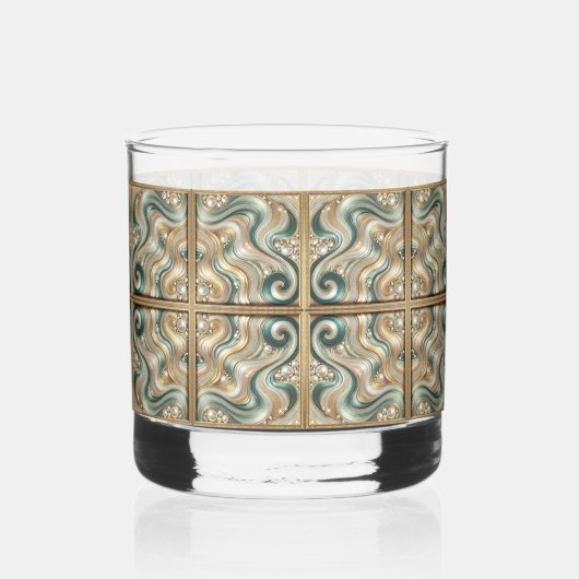 Pearl Coast Elegance Waves gedrukte stenen glazen. Whisky Glas (Voorkant)