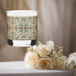 Pearl Coast Elegance Waves gedrukte stenen glazen. Whisky Glas