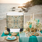 Pearl Coast Elegance Waves gedrukte stenen glazen. Whisky Glas