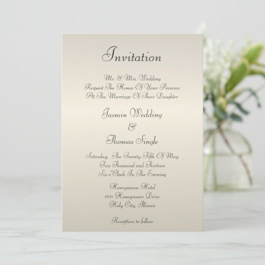 Pearl Cream Invitation Kaart (Staand voorkant)