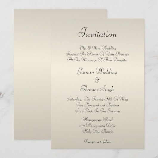 Pearl Cream Invitation Kaart (Voorkant / Achterkant)