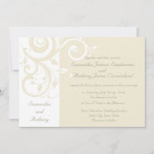 Pearl Cream Reverse Swirl Bruiloft Uitnodigingen (Voorkant)