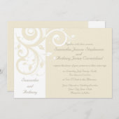 Pearl Cream Reverse Swirl Bruiloft Uitnodigingen (Voorkant / Achterkant)