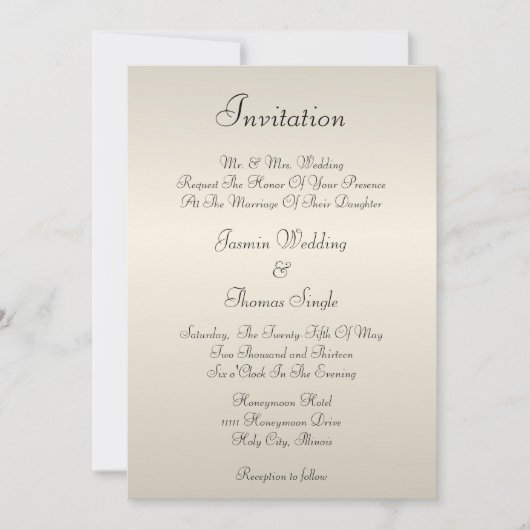 Pearl Cream Wedding Invitation Kaart (Voorkant)