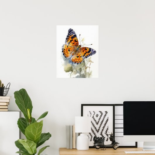 Pearl Crescent Butterfly Art Print Poster (Thuiskantoor)