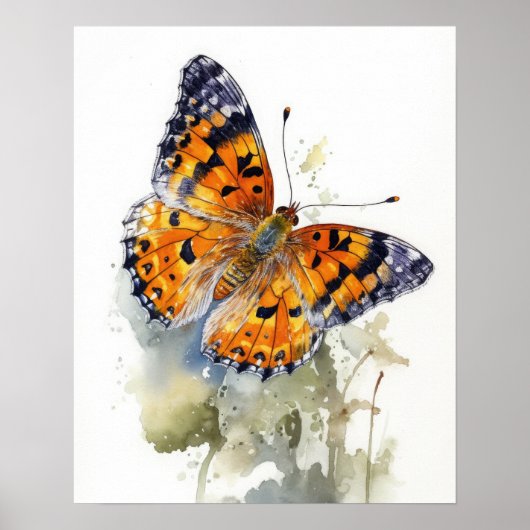 Pearl Crescent Butterfly Art Print Poster (Voorkant)