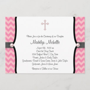 Pearl Cross Pink Chevron Doop Kaart
