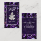Pearl Crystals Cluster op Amethyst Visitekaartje (Voorkant / Achterkant)