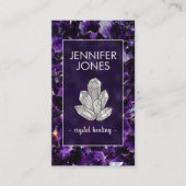 Pearl Crystals Cluster op Amethyst Visitekaartje (Voorkant)