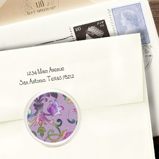 Pearl Damask Envelope Seal Ronde Sticker