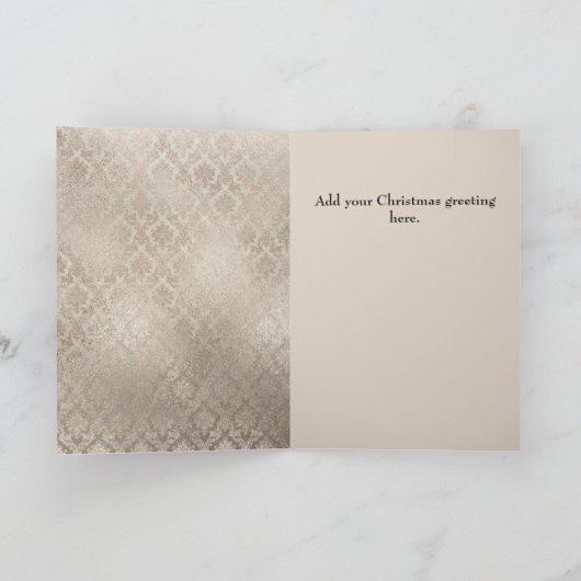 Pearl Damask Modern Christmas Tree Kaart (Binnen)
