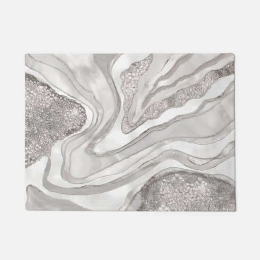 Pearl, diamanten en digitale platina-geode kunst deurmat (Voorkant)