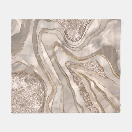 Pearl, diamanten en digitale platina-geode kunst fleece deken (Voorkant (Horizontaal))