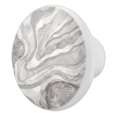 Pearl, diamanten en digitale platina-geode kunst keramische knop (Rechts)