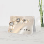 Pearl Diamond Buttonnen Quinceañera Save the Date (Voorkant)
