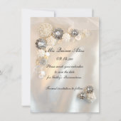 Pearl Diamond Buttonnen Quinceañera Save the Date (Voorkant)