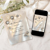 Pearl Diamond Buttonnen Quinceañera Save the Date