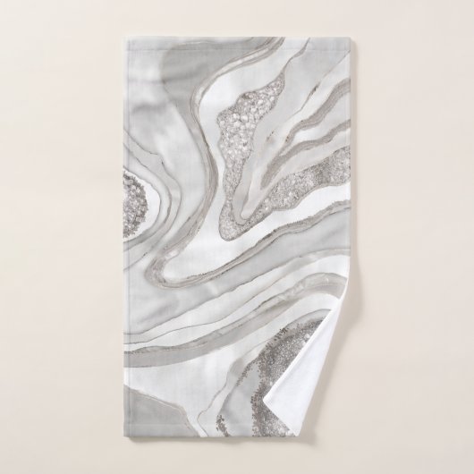 Pearl, diamonds and platinum geode digital art bad handdoek (Handdoek)