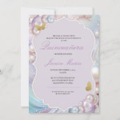 Pearl Dream roze paarse Quinceañera Kaart (Voorkant)