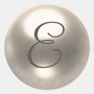 Pearl E monogram bruiloft Ronde Sticker