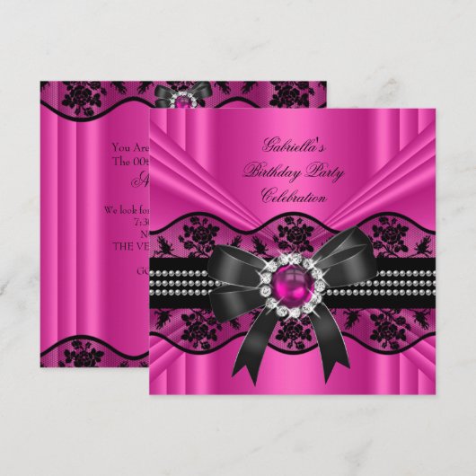 Pearl Elegant Birthday Party Kaart (Voorkant / Achterkant)