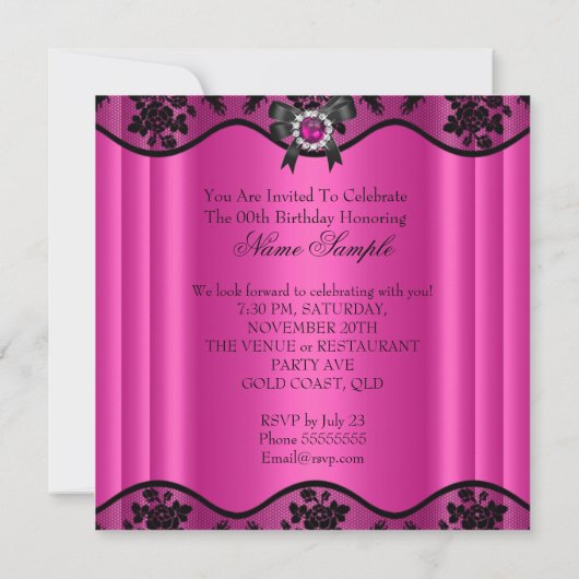 Pearl Elegant Birthday Party Kaart (Achterkant)