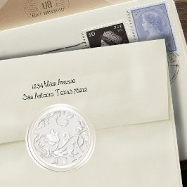 Pearl "Embossed" Damask Envelope Seal Ronde Sticker