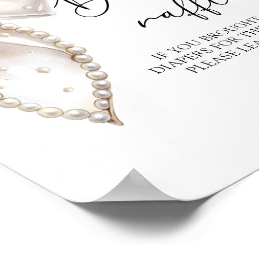 Pearl en Bow Girl Baby shower Luier Raffle Poster (Hoek)