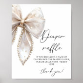 Pearl en Bow Girl Baby shower Luier Raffle Poster (Voorkant)
