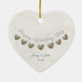 Pearl en crème lace keramisch ornament