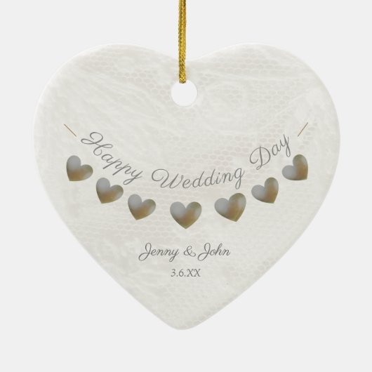 Pearl en crème lace keramisch ornament (Achterkant)