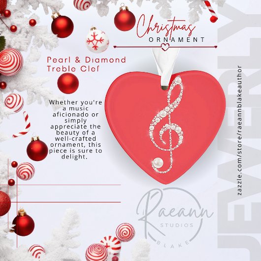 Pearl en Diamond Treble Clef Kerst Ornament