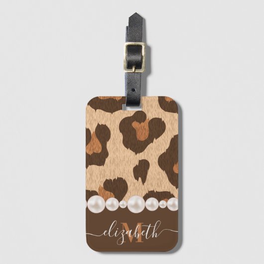 Pearl en Leopard Print Bagagelabel (Voorkant (verticaal))