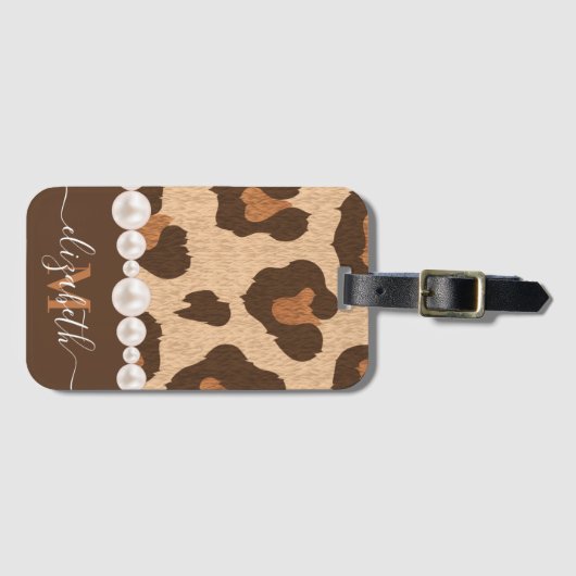 Pearl en Leopard Print Bagagelabel (Voorkant (horizontaal))