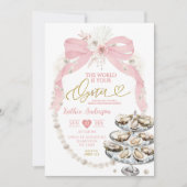 Pearl en Pink Bow Vrijgezellenfeest Oyster Kaart (Voorkant)