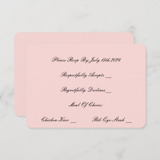 PEARL EN PROSECCO ROZE RSVP-KAART (Voorkant / Achterkant)