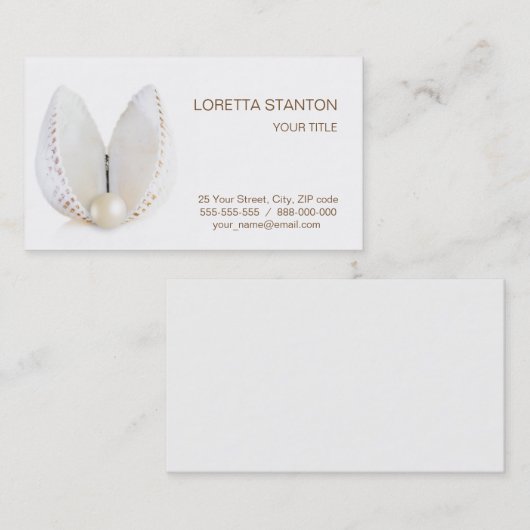 Pearl en seashell visitekaartje (Voorkant / Achterkant)