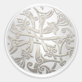 Pearl en Silver Celtic Damask Envelope Seal Ronde Sticker