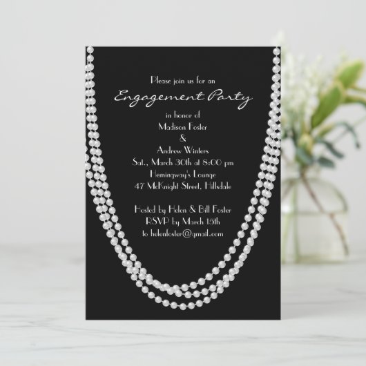 Pearl Engagement Party Uitnodiging uit 1920 (Staand voorkant)