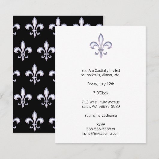 Pearl Fleur De Lis Kaart (Voorkant / Achterkant)