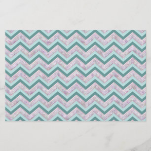 Pearl Floral Blauwgroen ZigZag Pattern Briefpapier