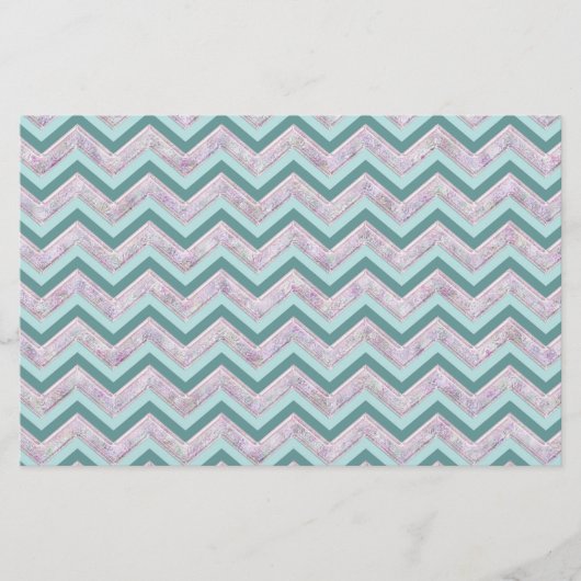 Pearl Floral Blauwgroen ZigZag Pattern Briefpapier (Voorkant)