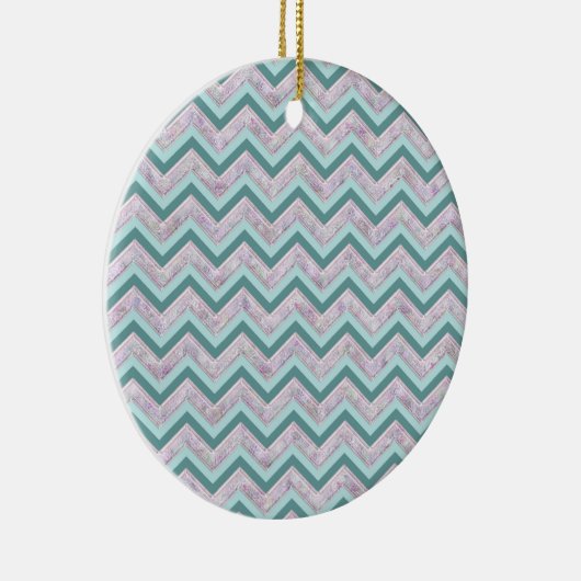 Pearl Floral Blauwgroen ZigZag Pattern Keramisch Ornament (Rechts)