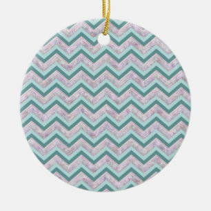 Pearl Floral Blauwgroen ZigZag Pattern Keramisch Ornament