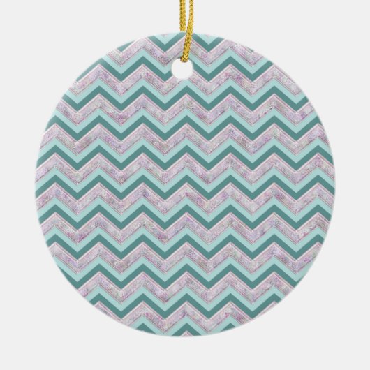 Pearl Floral Blauwgroen ZigZag Pattern Keramisch Ornament (Voorkant)