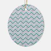 Pearl Floral Blauwgroen ZigZag Pattern Keramisch Ornament (Links)