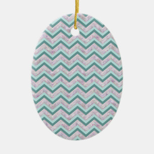 Pearl Floral Blauwgroen ZigZag Pattern Keramisch Ornament
