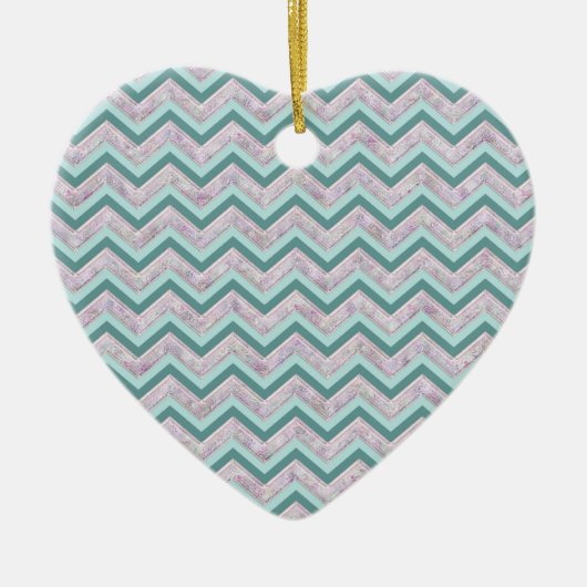 Pearl Floral Blauwgroen ZigZag Pattern Keramisch Ornament (Voorkant)